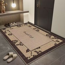 中古風入戶門墊海棠花耐臟門墊門口進門腳墊圈絨TPR防滑玄關地毯