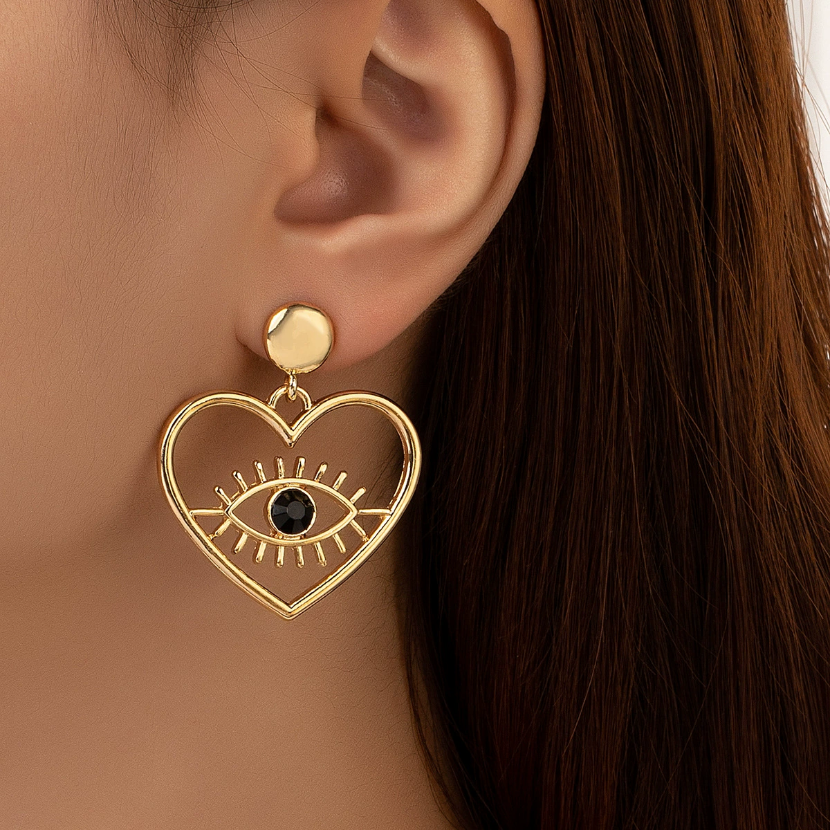 Trend black earrings, fashionable accessory, European style