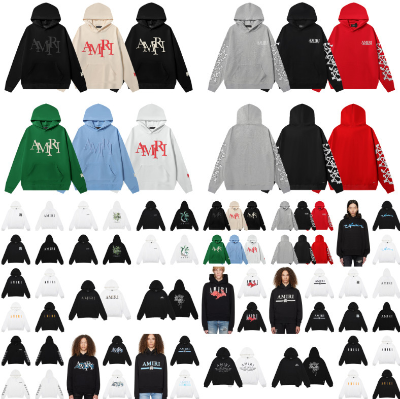 Cross-border fashion brand amiri sweater autumn and winter classic series Logo printed AMIRI pullover hooded sweater men's coat