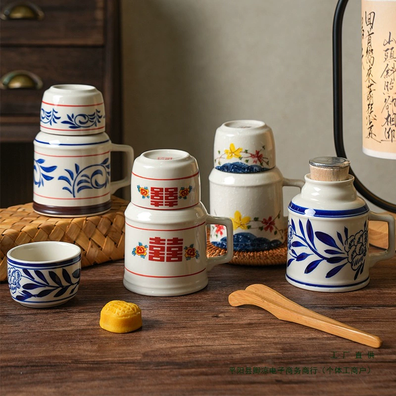 Маленький термос, бытовая кружка с крышкой, керамический термос, офисный душный чайник, чашка для чая, сувенир