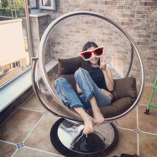 Social media trending transparent bubble chair hemisphere swing chair acrylic hammock swing spherical chair hammock ball glass space chair