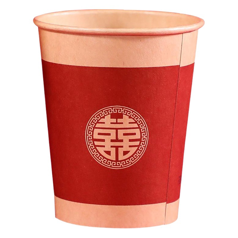 Vasos de papel para boda de color natural grueso, no calientes al tacto, suministros para boda, vasos de papel de pulpa de madera original, vasos de papel desechables para banquete de boda