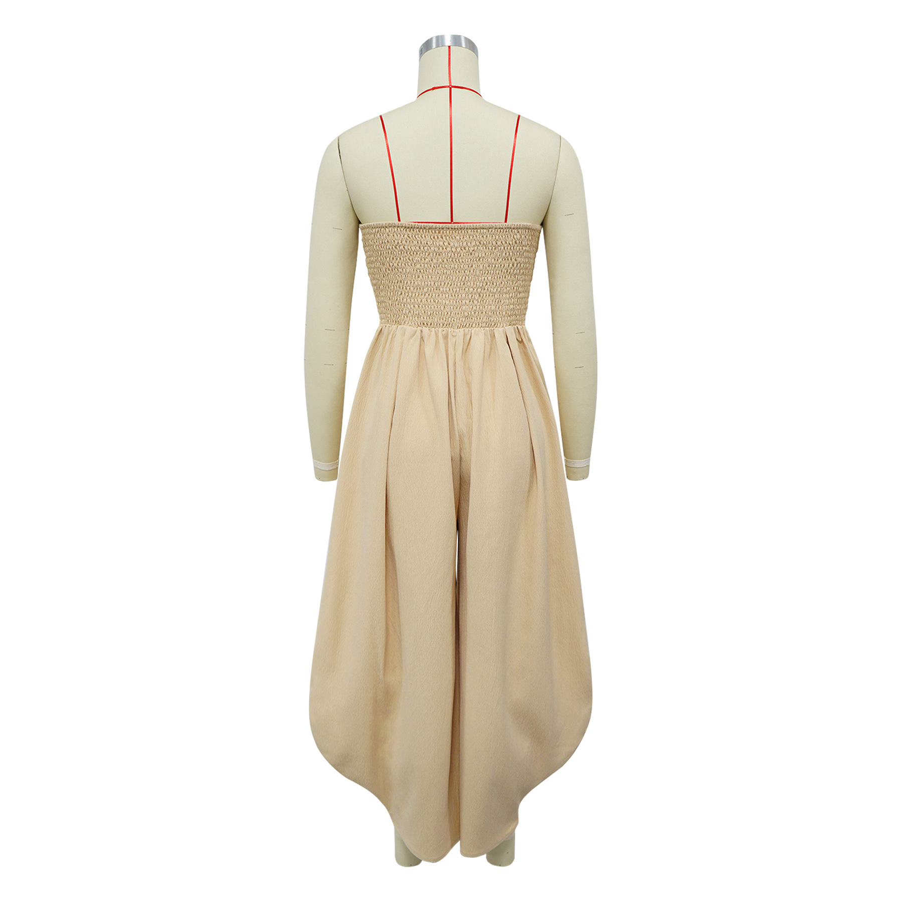 Sexy Damen-Jumpsuit mit Bandeau-Ausschnitt, einfarbig, Sommer, Neu, Direktvertrieb_voghion.com