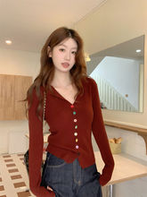 白枕鹤韩系半开领长袖针织衫秋季新款修身显瘦设计感内搭打底