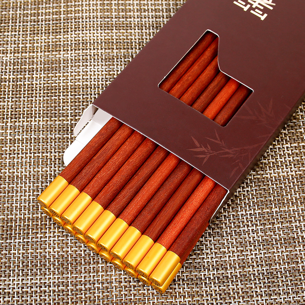 Palillos de madera de ala de pollo al por mayor 25cm para el hogar Palillos de madera maciza 10 pares en caja sin pintura, sin cera, antideslizante, LOGOTIPO tallado