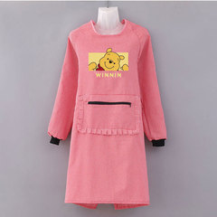Korean style household cooking apron cotton cloth cover clothes anti-stain wear-resistant long-sleeved women's work clothes printed 