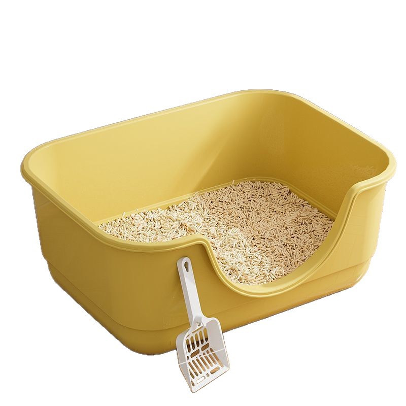 La caja de arena para gatos es de gran tamaño, a prueba de salpicaduras externas, el inodoro para gatos, la caja de arena para gatos enorme y abierta, los fabricantes de suministros para mascotas envían al por mayor