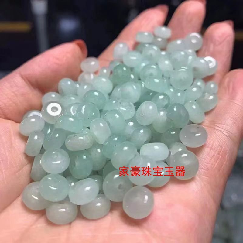 翠玉色玉珠普通氷種そろばん珠8m平安ボタンdiy編組石英岩質玉散珠|undefined