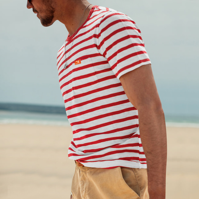 Men's Stripe T-shirt Men's Clothing display picture 27