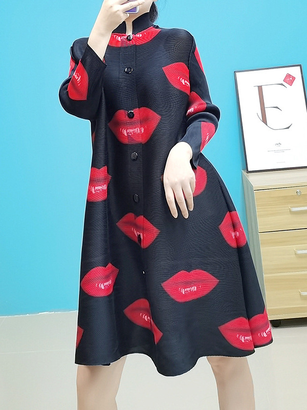 プリーツF015【在庫あり】三宅風トレンチコート レッドリップス ワンタッチラブコート 2025春 シングルブレストカーディガン