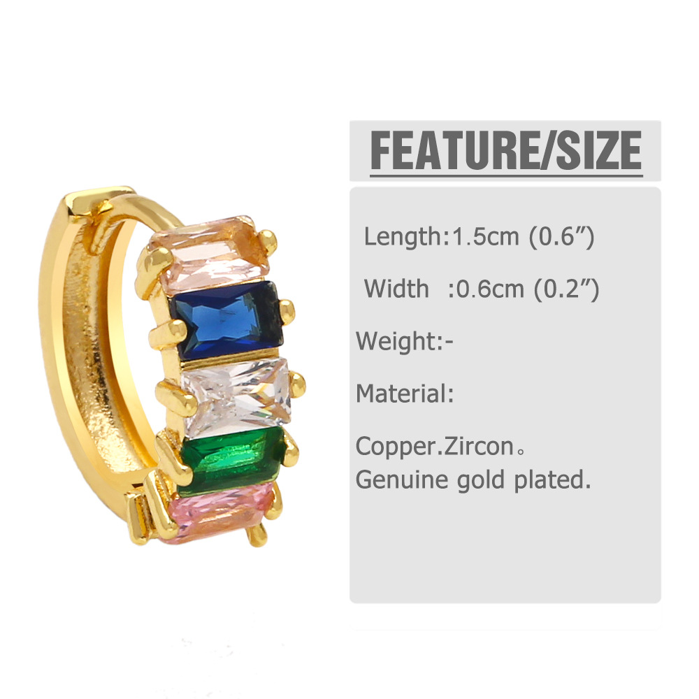 Fashion Round Copper Hoop Earrings Inlay Zircon Copper Earrings