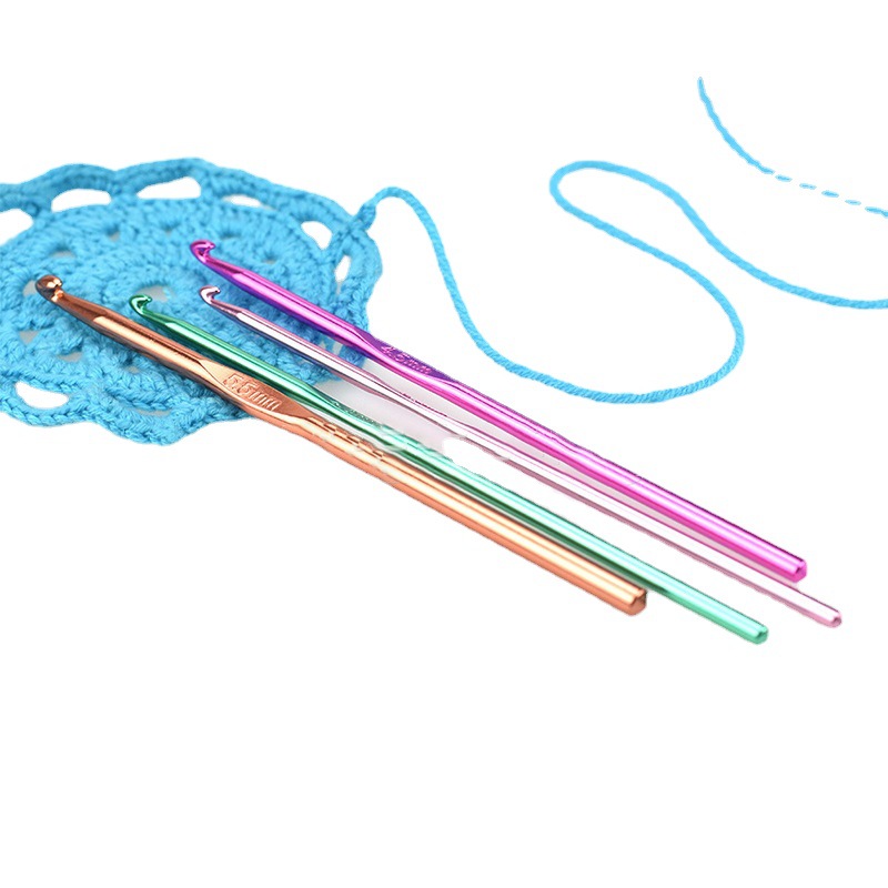 100 Piece Crochet Set Colored Aluminum Oxide Single Head Full Set Of Crochet Diy Weaving Tool Material Package_voghion.com