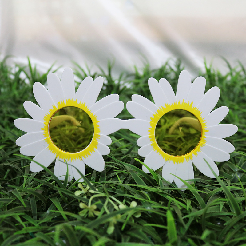 抖音と同じスタイルの花柄サングラス、小さなデイジーの花柄、ダンスパーティー、誕生日パーティー用サングラス、大きめフレーム|undefined