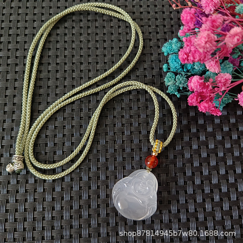 No.3 로프와 스몰 사이즈 화이트 칼세도니 부처 (23*21mm 정도)