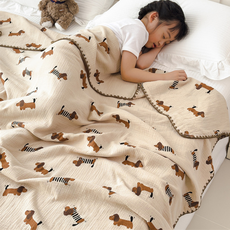 Una colcha fresca de verano de hilo de doble capa para niños, colcha de verano de algodón puro, colcha de aire acondicionado lavable a máquina, colcha fina para bebé