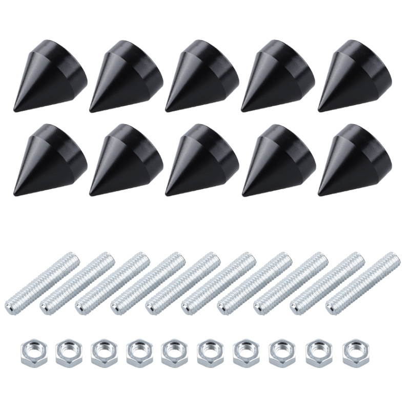 Car M6 Screws, Car License Plate Frame, 10 Pieces of Aluminum Alloy Pointed Nuts, Car License Plate Frame Fixing Screws