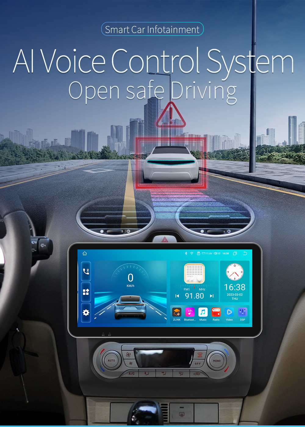 Suitable for 04-11 Ford Focus Android Large Screen Car Navigator with Wireless Carplay