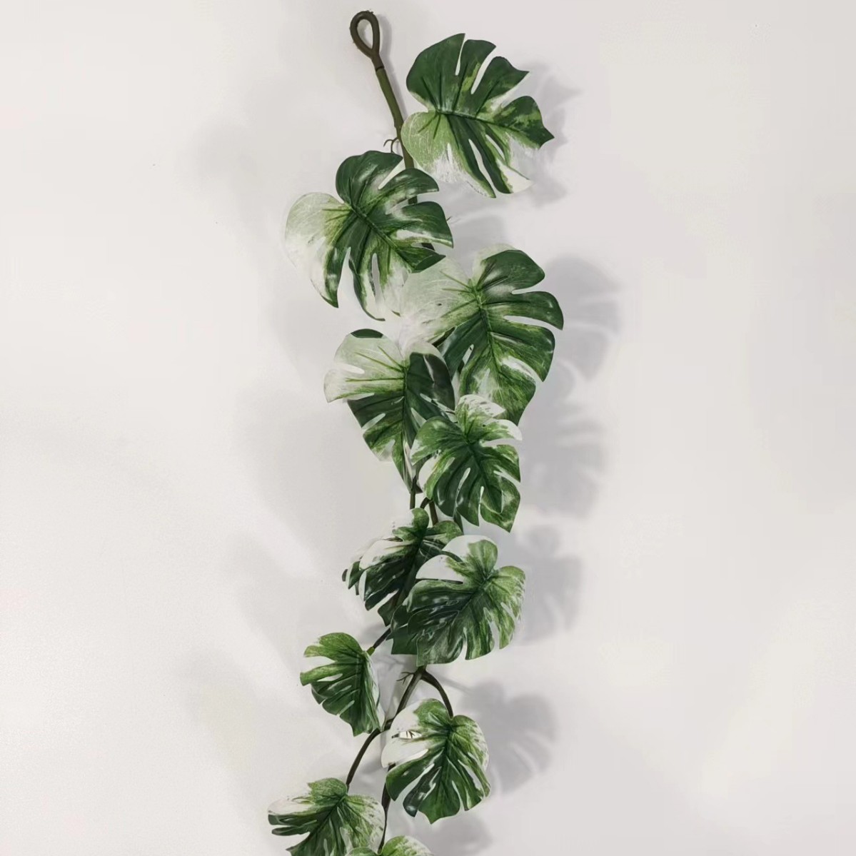 Flor de simulación al por mayor 9 hojas de monstera de simulación verde sobre pegamento Monstera simulación de pared de plantas flor de simulación