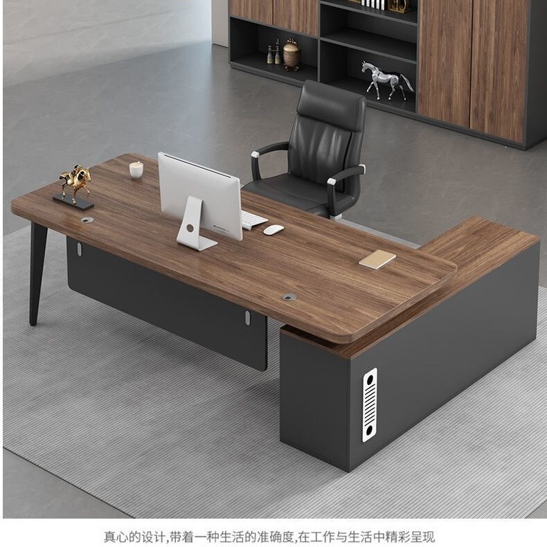 Modern executive desk with separate storage cabinet for office, studio, or study, computer desk for manager or supervisor