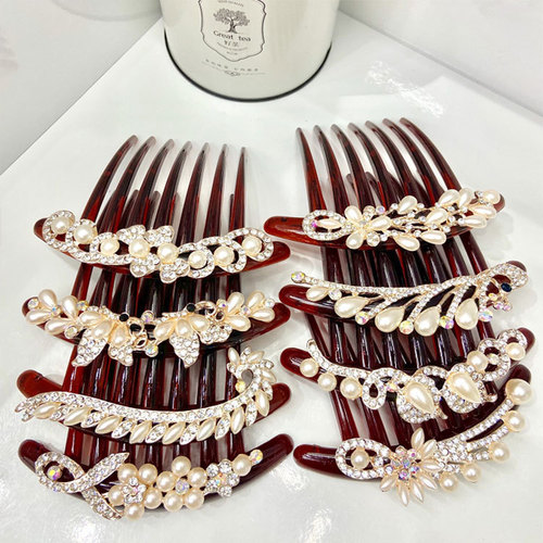 Princess hair accessories hairpin butterfly plate hairpin bridal tiara rhinestone insert comb hair comb temperament simple clip jewelry