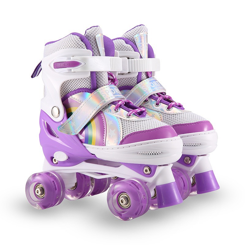 Ventas transfronterizas de patines infantiles para principiantes, patines de ruedas para hombres y mujeres, conjunto completo de patines de ruedas de doble fila en stock