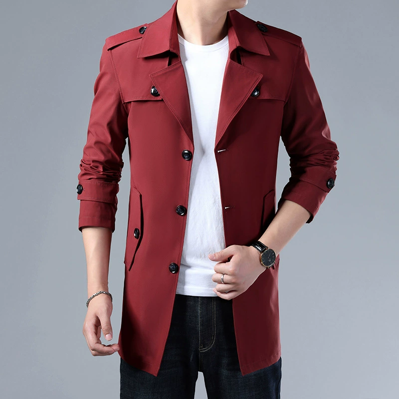 Мужское длинное осеннее trench coat, разноцветная куртка, средняя длина