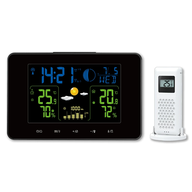 Amazon горячий цветной экран часы погоды RF беспроводной Прогноз погоды электронные часы крытый и наружный Измеритель температуры и влажности