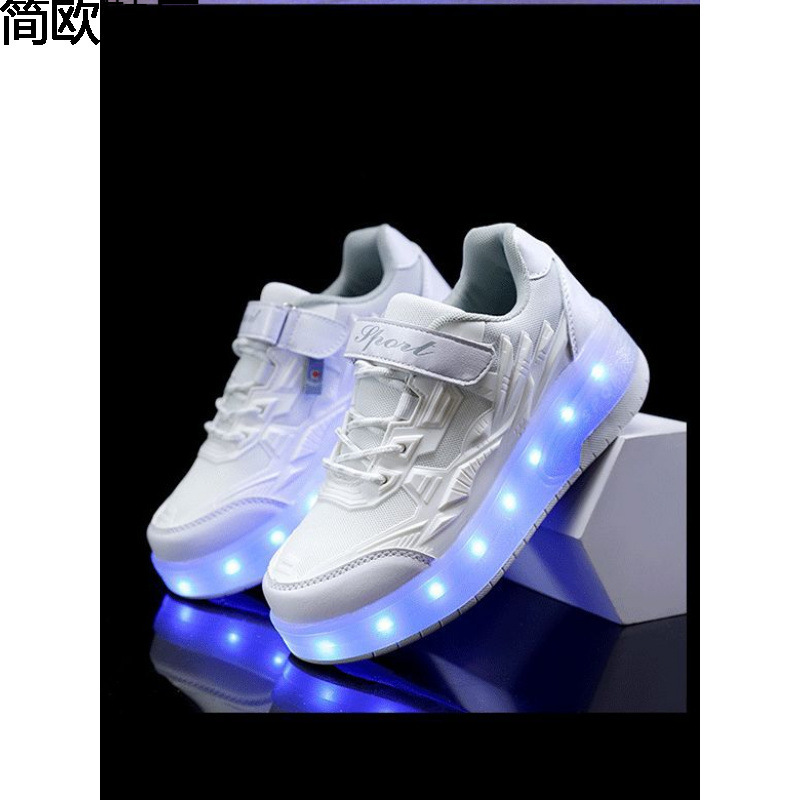 Cross-border generation children's heloo shoes summer two-wheel pulley shoes charging invisible wheel adult skates source