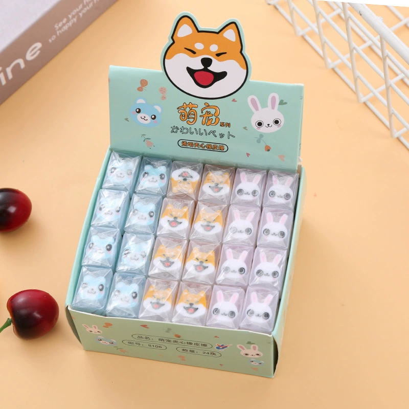 Cute Eraser (Meng) Pet Sandwich Rubber, Animal Faces, Creative Cuttable Design