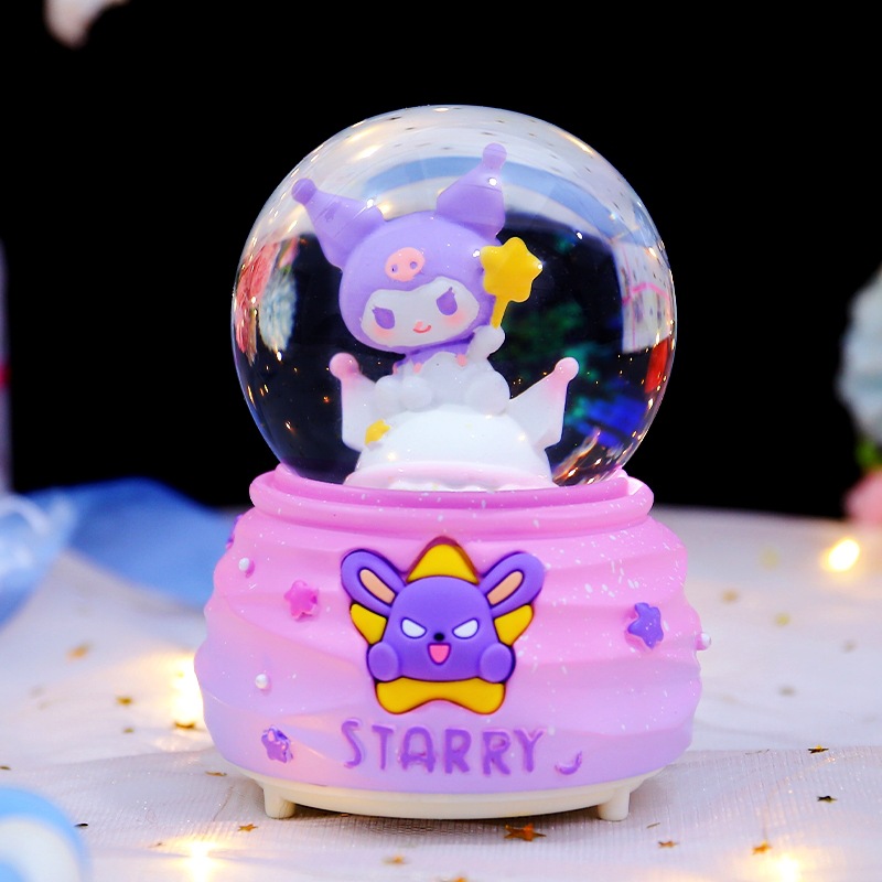 Pequeño libro rojo explosión dulce oso amarillo bola de cristal adornos luminosos giratorios caja de sonido regalos de vacaciones para niños