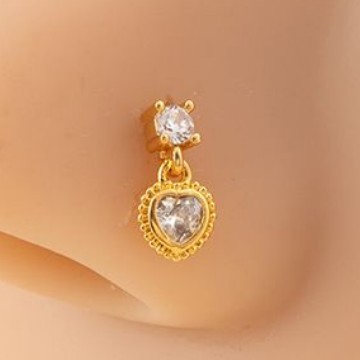 Cross-Border Ring Simple Niche Stud Mini Heart Pendant Unisex Y2K Piercing Nose Jewelry_voghion.com