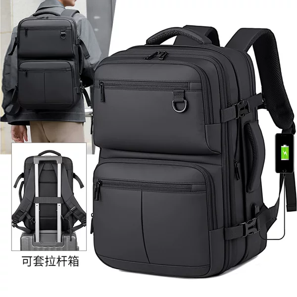 Wholesale Lightweight Casual Men's Backpack, Fashionable, Simple and High-End Backpack, Leather Film Business Travel Computer Backpack