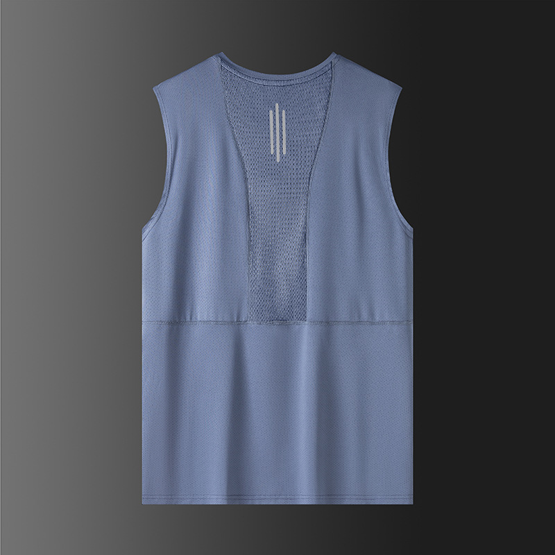 Camiseta sin mangas para hombres de verano delgada chaleco deportivo de hielo cuello redondo transpirable hombro camiseta de ejercicio para mujeres de yoga