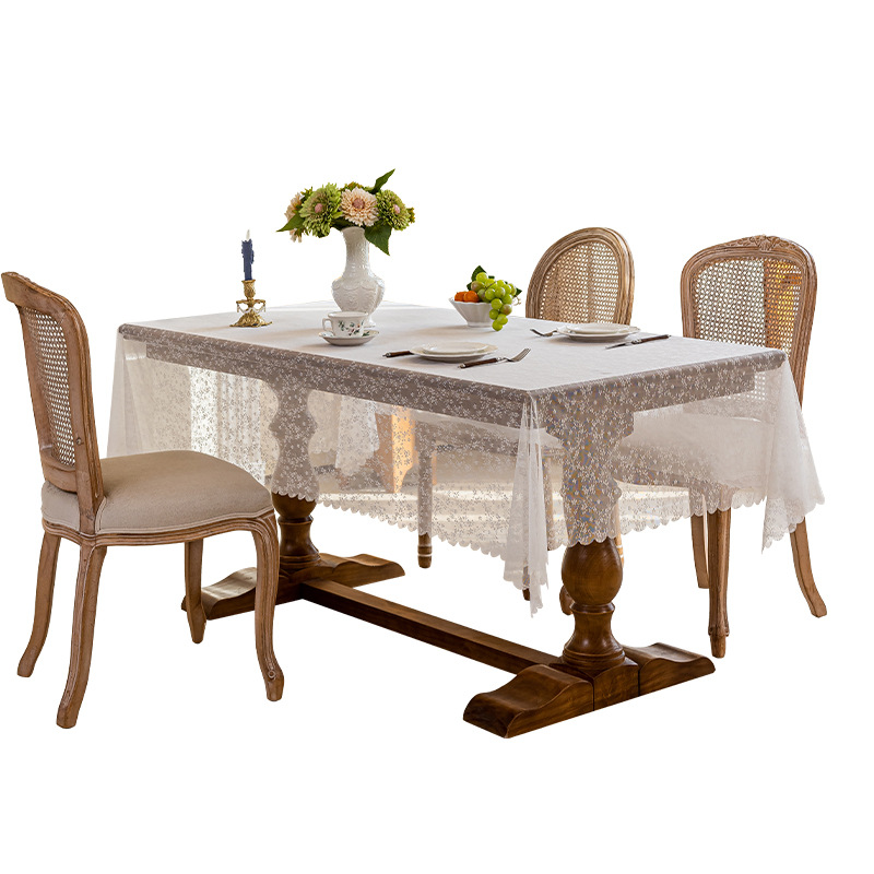 Mantel de estilo pastoral francés, encaje bordado, mantel drapeado, mantel de mesa rectangular a prueba de polvo, ambiente de boda