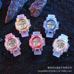 Children's electronic watch foreign trade hot transparent strap watch men's and women's multi-functional waterproof fashion sports electronic watch