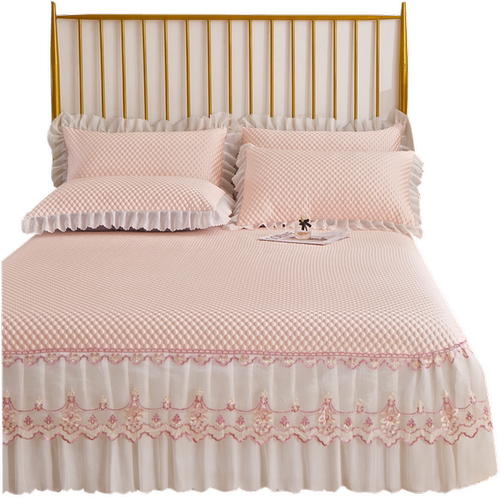 K9HX summer ice bean ice silk mat three-piece set new bed skirt style soft mat washable folding air-conditioned mat