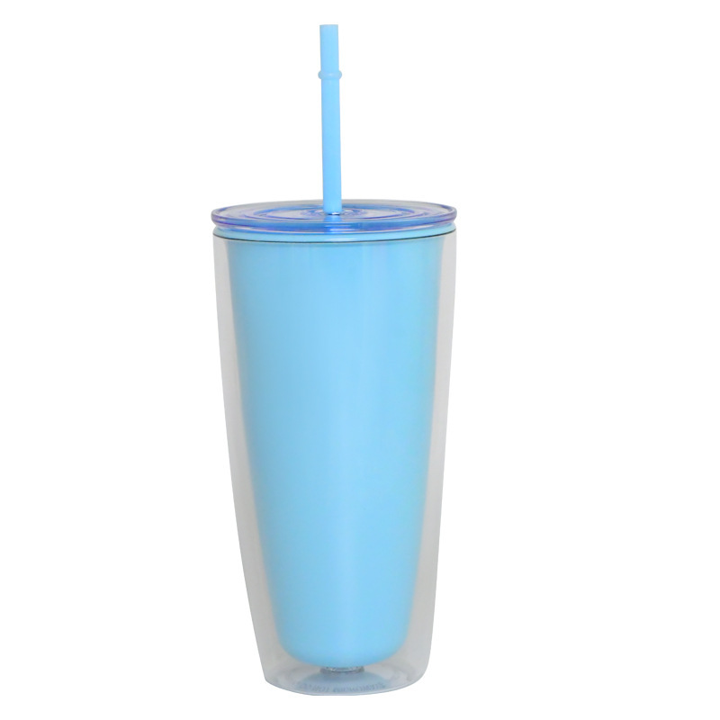 プラスチックカップ新型二重クリエイティブグラデーションマーメイドテールストローカップドリアンカップメッキカラースパンコールカップ|undefined