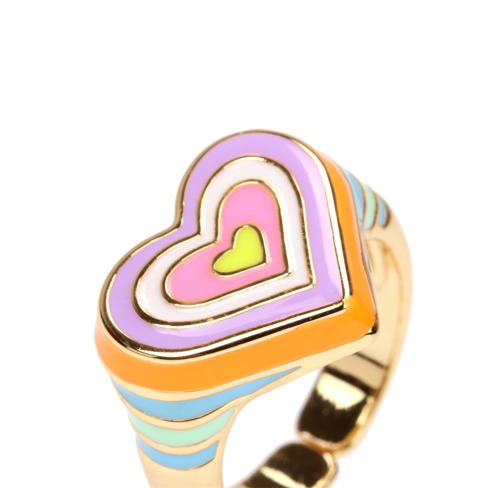 Candy Color Love Enamel Ring Female Fashion Design Drop Oil Forefinger Ring New Fashion Factory In Stock display picture 19