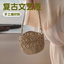 文艺复古棉线手工编织包镂空迷你水桶包斜挎小包包ins度假风女B9