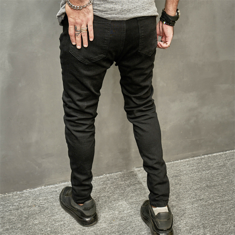 2024 New Men's Black Jeans European And American Slim Fit Small Foot Jeans Skinny Stretch Trend Slim Fit Jeans Trousers_voghion.com