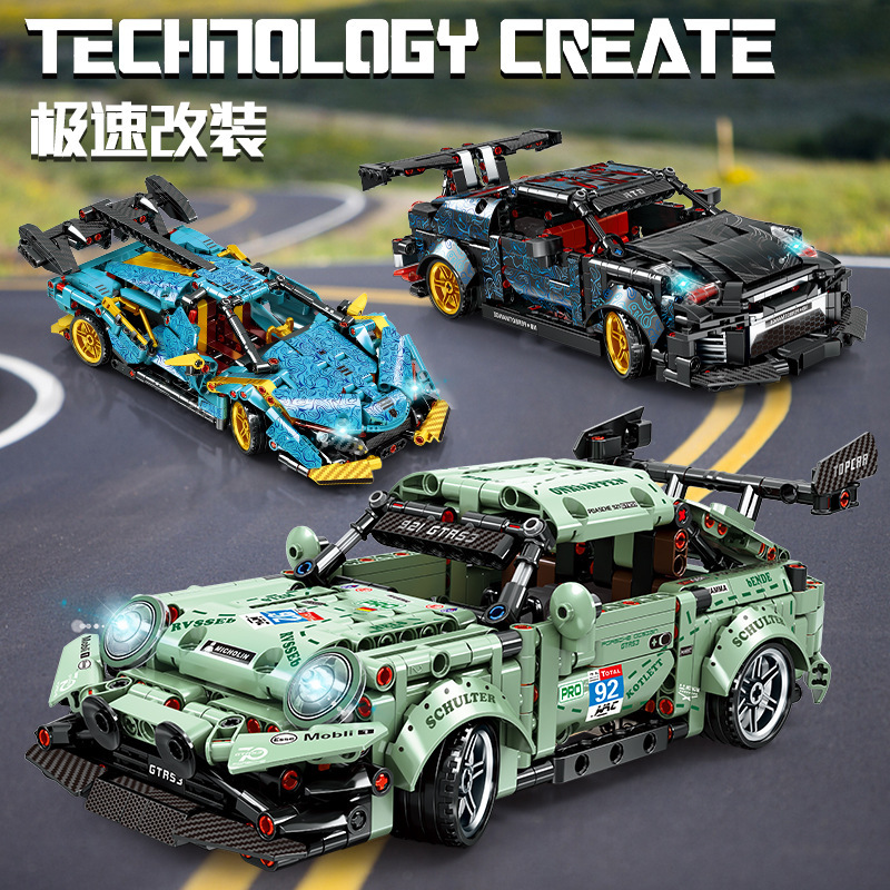 Mindy 8201 Pull-Back Technology Racing Car Assembly Building Block Toy Sports Car Model Gift for Elementary School Students Wholesale