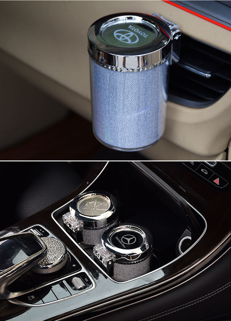 Car Ashtray Car Colorful Ashtray with LED Light Colorful Large Capacity Air Outlet Colorful Interior Supplies