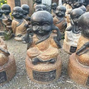 L6Y stone carving little novice monk bluestone statue character old antique stone ornament temple Buddha statue carving