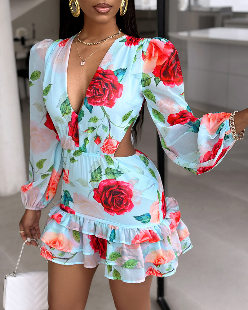 Women's Regular Dress Vacation U Neck Printing 3/4 Length Sleeve Printing Knee-Length Holiday Beach display picture 2