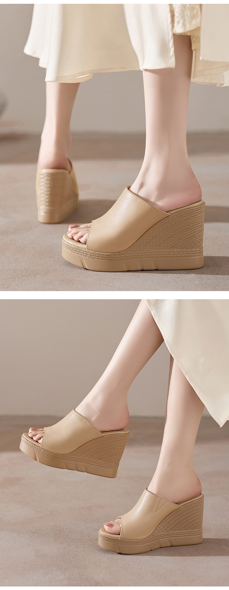 Sandal cao gót nữ hở mũi đế dày 10 cm — đen chi tiết 4