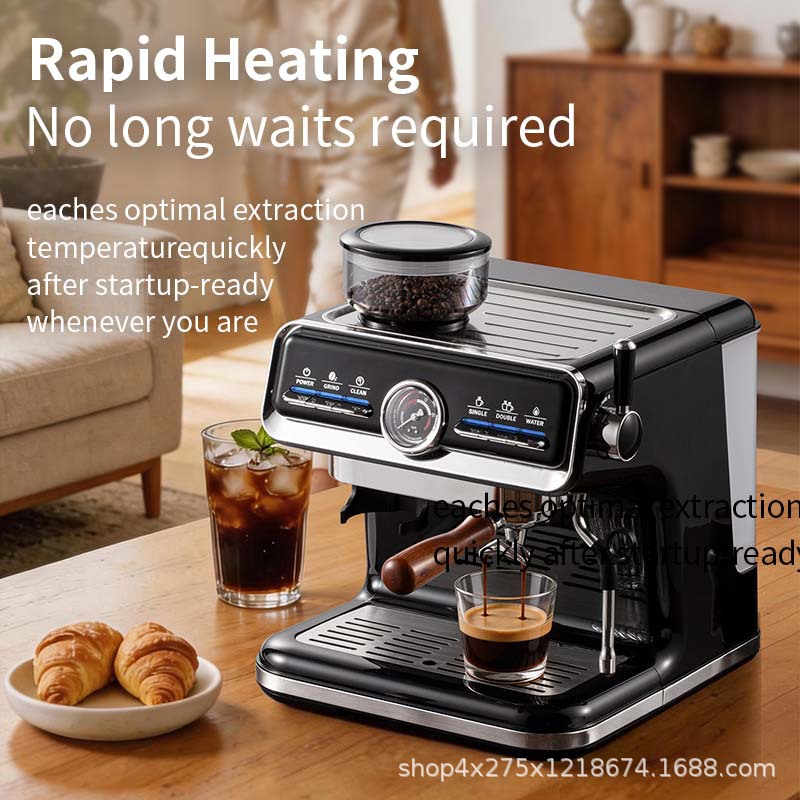 Máquina de café semiautomática italiana transfronteriza, extracción de alta presión, máquina de café integrada de espuma de leche concentrada semiautomática doméstica image 9
