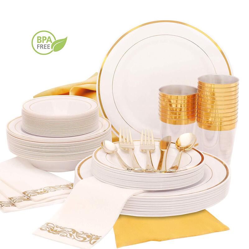 175-piece plastic Western plate suit disposable dinner party tableware plate Cup knife, fork and spoon