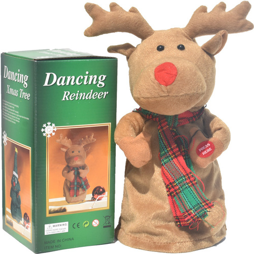 New Model Cross-Border Foreign Trade Rotating Dancing Reindeer Electric Music Santa Claus Figure Ornament Christmas Gift Decoration