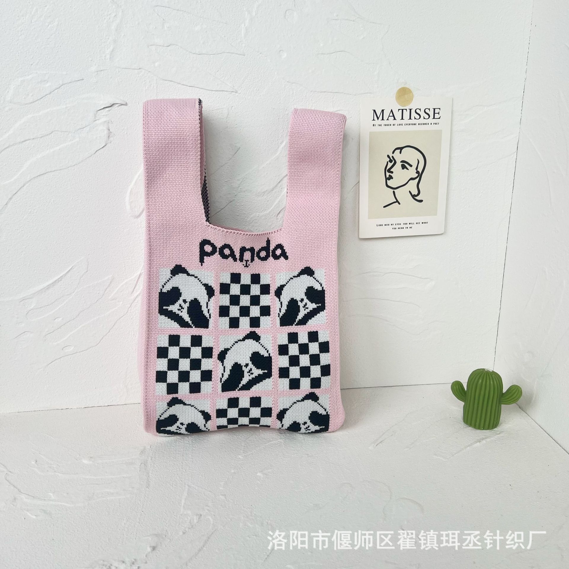 Bolso de punto transfronterizo bolso de punto para mujer bolso de muñeca de todo fósforo bolso Tote bolso tejido de poliéster bolso panda