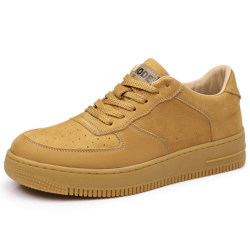 [cuero de vaca] zapatos casuales de cuero de la Fuerza Aérea para hombres zapatos casuales de cuero blanco de tendencia universal zapatos casuales comerciales transpirables y resistentes al desgaste